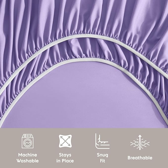 Nestl Full XL Sheet Set - Luxury 1800 Ultra-Soft Microfiber Full Extra Long Bed Sheets - Double Brushed - Deep Pockets - Easy Fit - 4 Piece Set - Bedding Sheets & Pillowcases (Full XL, Lavender)