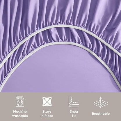 Nestl Full XL Sheet Set - Luxury 1800 Ultra-Soft Microfiber Full Extra Long Bed Sheets - Double Brushed - Deep Pockets - Easy Fit - 4 Piece Set - Bedding Sheets & Pillowcases (Full XL, Lavender)