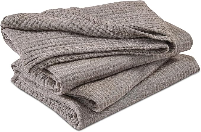 EMME Cotton Muslin King Blanket Breathable Gauze Soft Lightweight Blankets Adults Gifts for Women (Heather Brown, 108"x90")