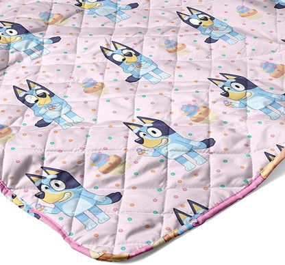 Northwest Bluey Cupcake Stars Quilted Reversible Throw Blanket – Official BlueyThrow Blanket, for Any Kid - Bed, Couch, or Playroom, 60 x 80 Inches
