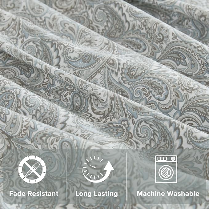 Comfort Spaces Extra Deep Pocket, 100% Cotton King Fits up to 24" Mattress, Breathable, Naturally Cool Cotton, Soft Cotton Sheets, All Seasons Sheet Set, Paisley 4 Piece