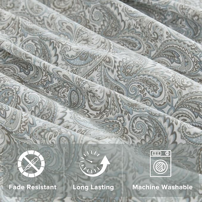 Comfort Spaces Extra Deep Pocket, 100% Cotton King Fits up to 24" Mattress, Breathable, Naturally Cool Cotton, Soft Cotton Sheets, All Seasons Sheet Set, Paisley 4 Piece