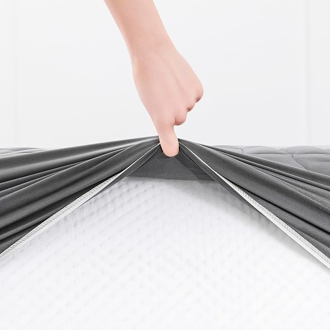 Hearth & Harbor 12 Pack Twin XL Size Quilted Fitted Mattress Pad Cover, 100% Waterproof Mattress Protectors, College Dorm Room Essentials, Deep Pocket Fitted Mattress Cover 8" - 21", Gray