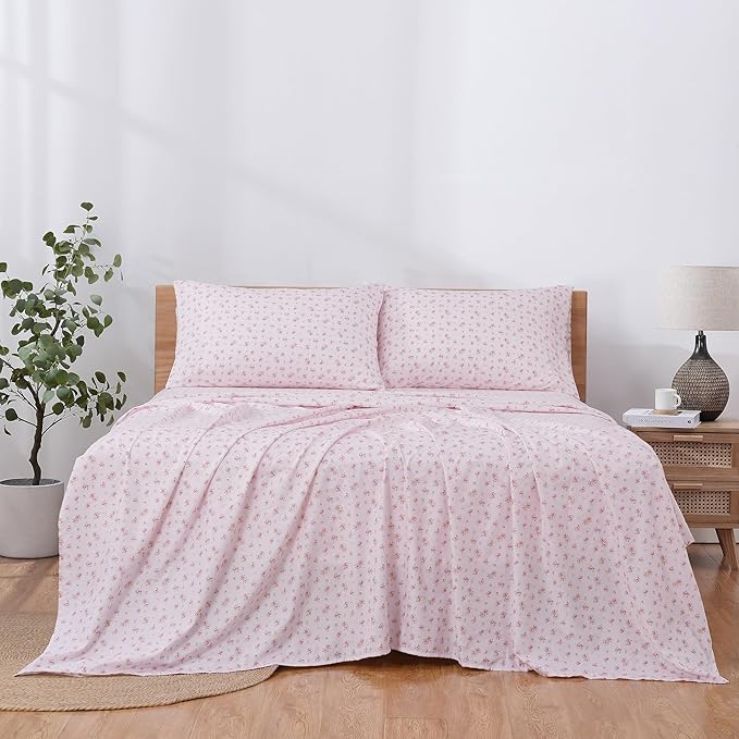 Modern Threads Silky Soft Microfiber and Wrinkle Free Sheets - Luxurious Microfiber Bed Sheets Includes Flat Sheet, Fitted Sheet with Deep Pockets, & Pillowcases Blush, King