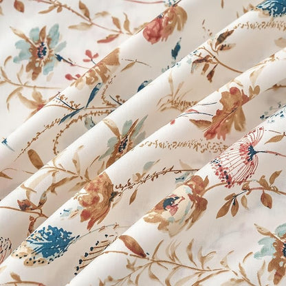 Zusbest 100% Cotton Orange Floral Pillowcases Standard Size Set of 2, 19''×29'', Queen Size Teal Orange Bohemian Flower Printed Pillow Covers Soft Envelope Queen Pillowcase Protectors