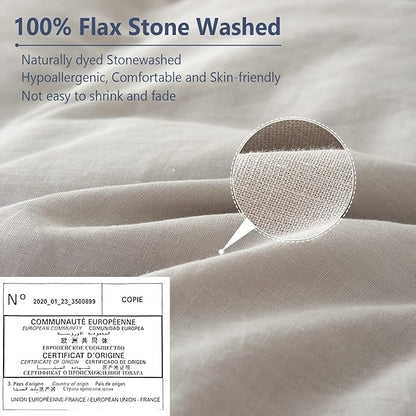 Simple&Opulence 100% Linen Pillow Case King Size Set of 2, Grey Pillow Covers with Overlap Closure, Luxury Breathable Pillowcases Protectors Suitable for All-Season (20" X 36", Grey)