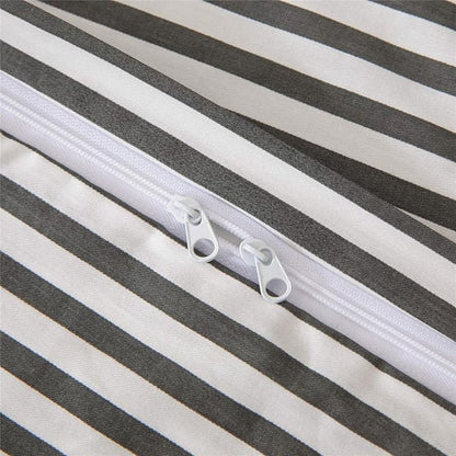 JELLYMONI 100% Natural Cotton 2pcs Striped Duvet Cover Sets,White Duvet Cover with Dark Grey Stripes Pattern Printed Comforter Cover,with Zipper Closure & Corner Ties(Twin Size)