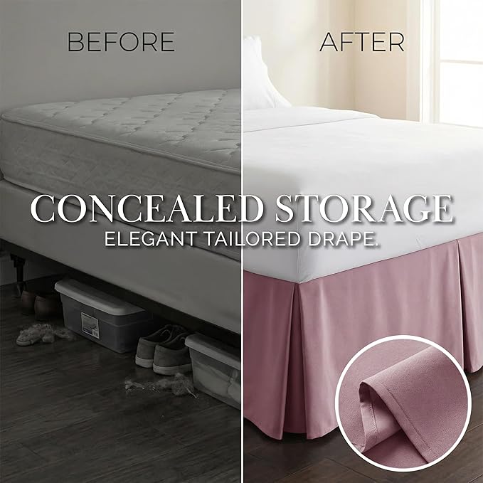 Southshore Fine Living, Inc. Hotel Quality Twin Bed Skirt - 15" Drop, Elegant Pleated Design, Premium Dust Ruffle/Twin Size Bed Skirt, Easy Care, Luxury Bed Skirt Twin Size, Lavender