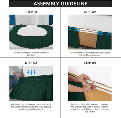Utopia Bedding Queen Elastic Bed Ruffle - Easy Wrap Around Ruffle - Microfiber Bed Skirt with Adjustable Elastic Belt 16 Inch Tailored Drop - Hotel Quality Bedskirt, Fade Resistant (Queen, Emerald)