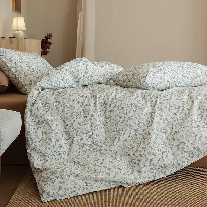 Floral Comforter Twin XL Size Down Alternative Boho Bedding Set 100 Cotton All Season Puffy Girl Bedding Comforter Sets Coquette Lightweight Fluffy Cozy Bed Comforter with 2 Pillowcases