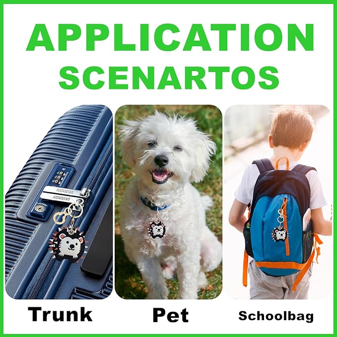 Leather Keychain Holder Case Compatible with AirTag,Cute Protective Cover with Keyring,Anti-Scratch Finder GPS Tracker Case for Wallet Keys,Bag,Pets,Backpack(Hedgehog)