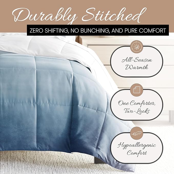 Linen Market Reversible Queen Size Comforter Set (3 Piece) - Soft and Lightweight Down Alternative Comforter Queen Set - This Includes Your Queen Comforter and 2 Pillow Shams