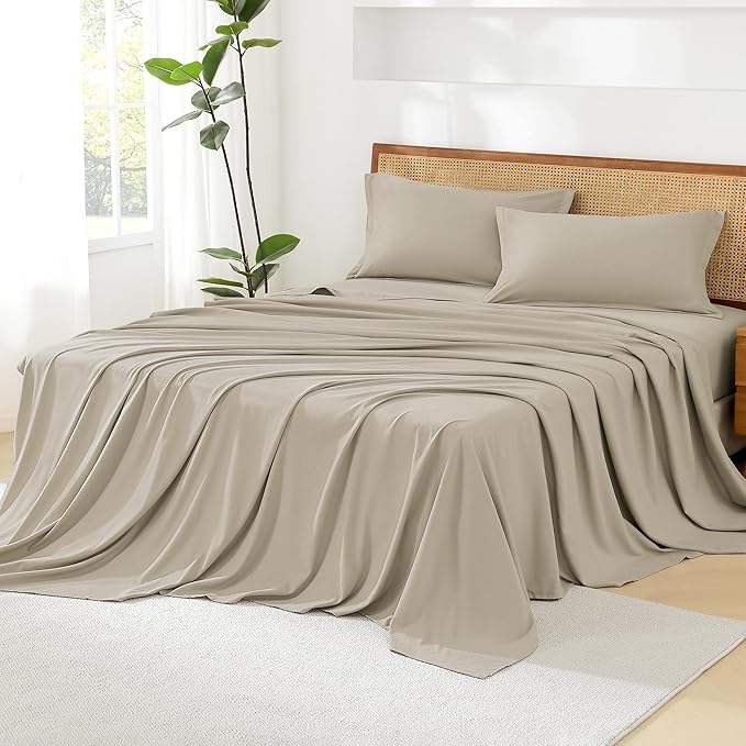 Litanika Light Hazel King Size Comforter Set with Sheets - 7 Pieces Bed in a Bag King Boho Tufted Complete Bedding Sets with Comforter, Sheets, Pillowcases & Shams