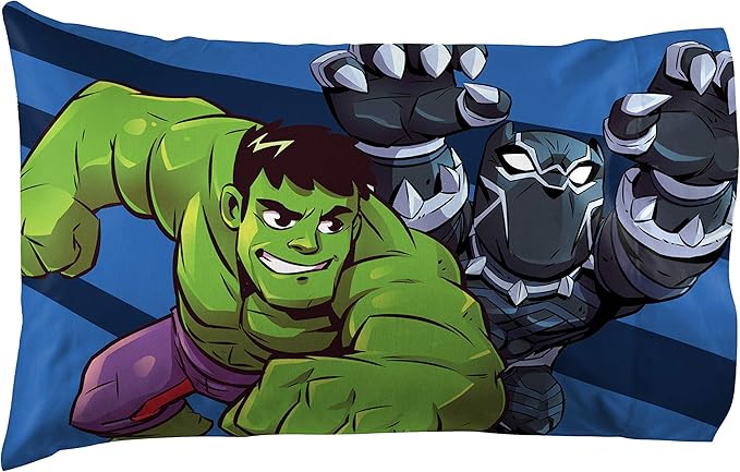 Jay Franco Marvel Super Hero Adventures Charge 1 Pack Pillowcase - Double-Sided Kids Super Soft Bedding - Features The Avengers