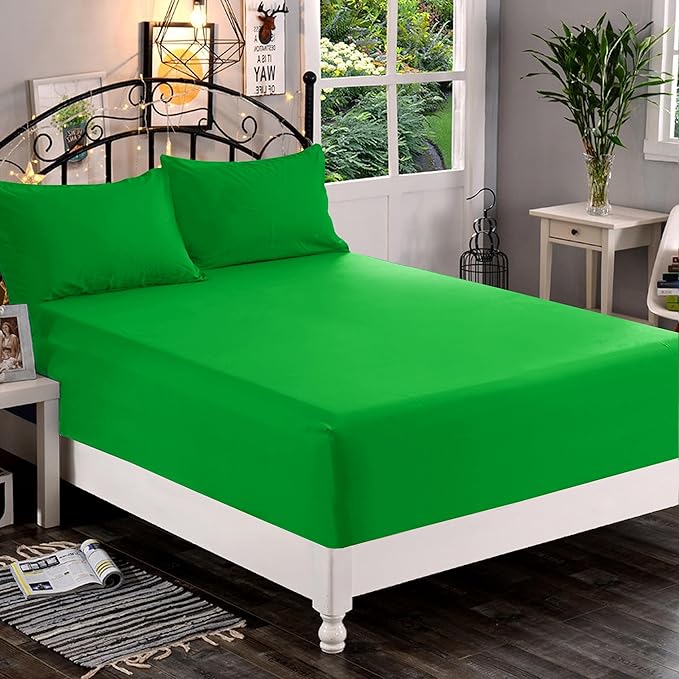 Elegant Comfort 1500 Premium Quality Fitted Sheet Ultra Soft 18-24 Inch Extra Deep Pocket - Single Fitted Sheet for High Mattress-Wrinkle Free with Smart Storage Pockets, Cal King, Emerald Green