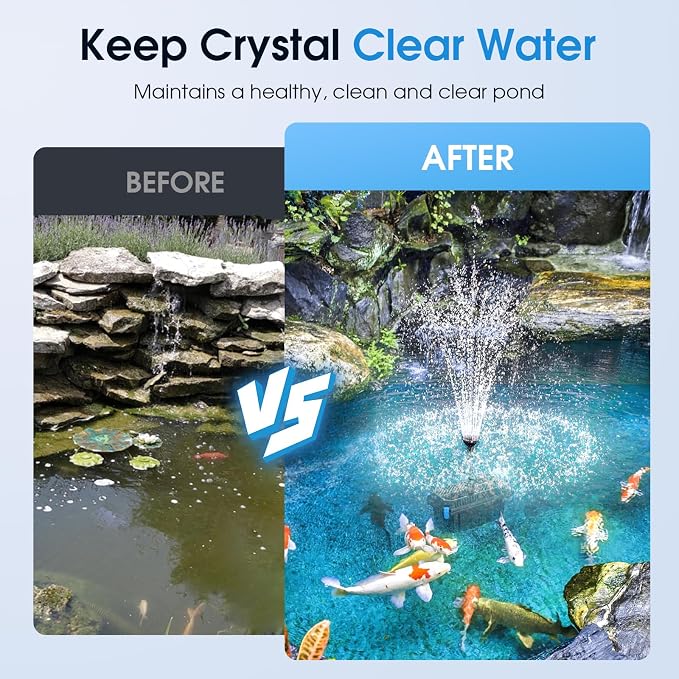 Pond Filter with Pump Fountain Kits, 660GPH Pond Filter with 40W Pond Pump & Fountain Kit, Koi Pond Filters for Outdoor Ponds Clean, Clear, and Add Water Features(Corded Electric)