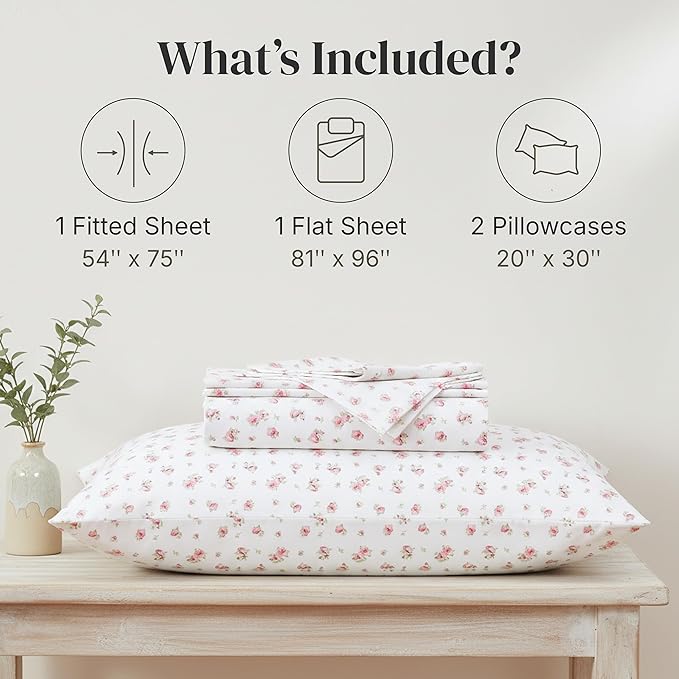 Modern Threads Silky Soft Microfiber and Wrinkle Free Sheets - Luxurious Microfiber Bed Sheets Includes Flat Sheet, Fitted Sheet with Deep Pockets, & Pillowcases Ivory, Full