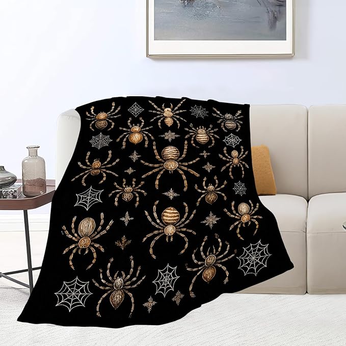 Gothic Spider Blanket Super Soft Warm Fluffy Fleece Flannel Insect Throw Blanket Cozy Fuzzy Plush Stuff Bedding Blankets Gifts for Women Kids Boys Girls Adults 80"X60"