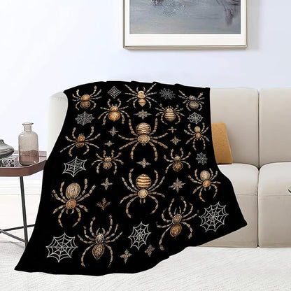 Gothic Spider Blanket Super Soft Warm Fluffy Fleece Flannel Insect Throw Blanket Cozy Fuzzy Plush Stuff Bedding Blankets Gifts for Women Kids Boys Girls Adults 80"X60"