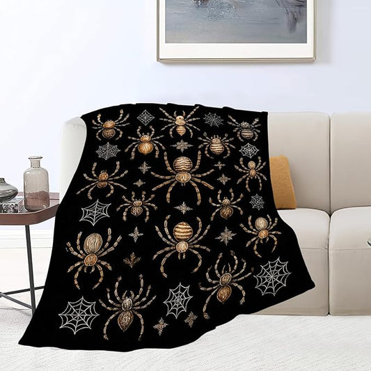 Gothic Spider Blanket Super Soft Warm Fluffy Fleece Flannel Insect Throw Blanket Cozy Fuzzy Plush Stuff Bedding Blankets Gifts for Women Kids Boys Girls Adults 80"X60"