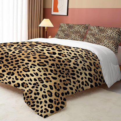 Leopard Print Bedding Set for Kids Twin Cheetah Print Comforter Set for Boys Girls Bedroom Quilt Bed Set 1 Comforter 1 Pillowcase