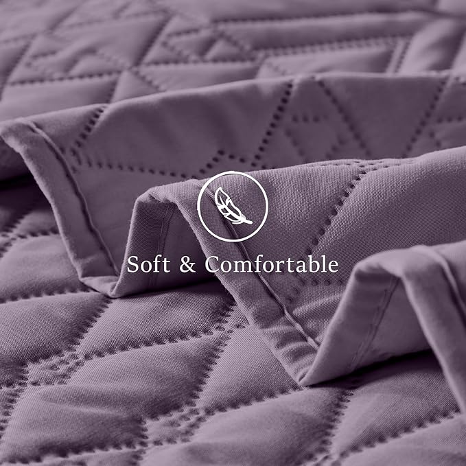 akkialla Twin Quilt Set, Grayish Purple Lightweight Microfiber Bedspread Coverlet, Boho Geometric Pattern, Soft All-Season Bedding, 2-Piece (1 Quilt, 1 Pillow Sham) | Breathable fabric, Modern style