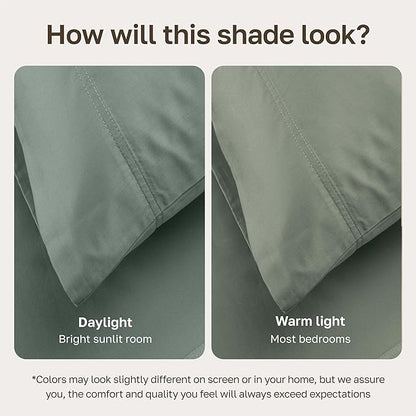 California Design Den Luxury King Size Sheet Set - 100% Cotton, 600 Thread Count Deep Pocket King Sheets, Hotel-Quality Bedding with Sateen Weave (Sage Green - Cool Tone)