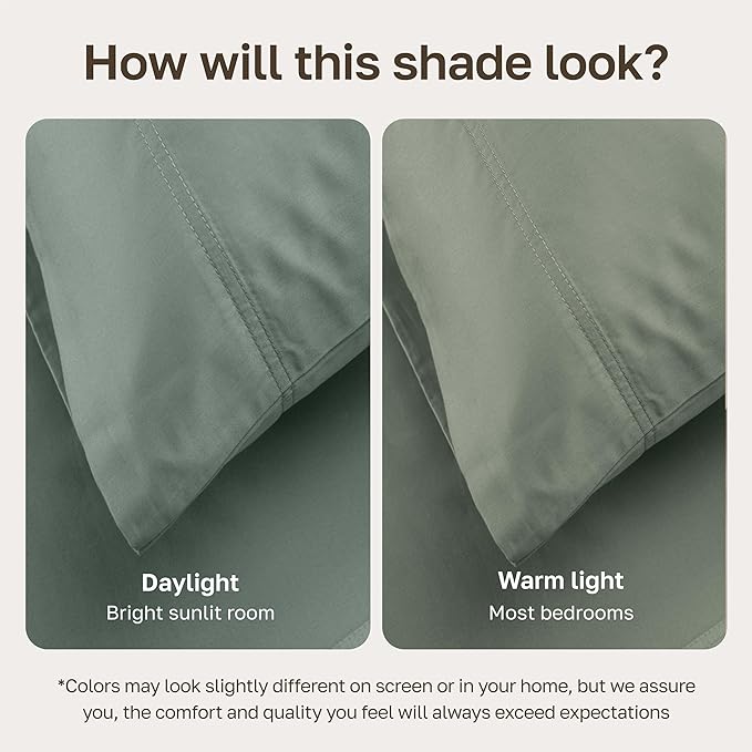 California Design Den - Luxury Full Size Sheet Set - 100% Cotton, 600 Thread Count Deep Pocket Full Size Bed Sheets, Sateen Weave (Sage Green - Cool Tone)