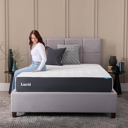 Lucid 10 Inch Memory Foam Mattress - Firm Feel - Infused with Refreshing Bamboo Charcoal and Cooling Gel - Bed in a Box - Temperature Regulating - Pressure Relief - Breathable - Twin XL Size