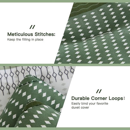 Litanika Olive Green Comforter Set Twin/Twin XL - 2 Pieces Lightweight Olive Green White Colorblock Stripe Fluffy Bedding Comforter Sets, All Season Bed Set