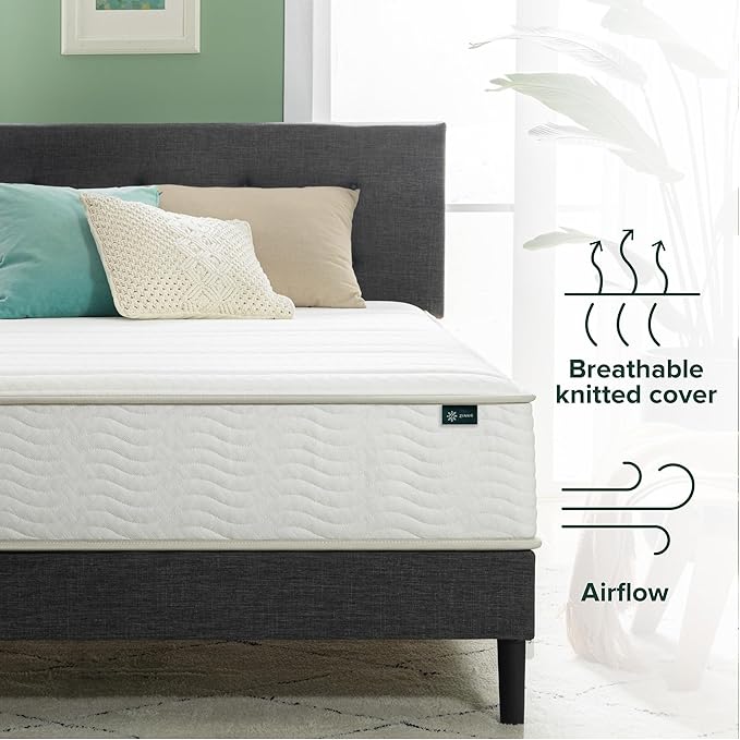 Zinus 10 Inch Foam and Spring Hybrid Mattress [New Version], Queen, Fiberglass Free, Medium Firmness, Durable Support, Certified Safe Foams & Fabric, Mattress in A Box