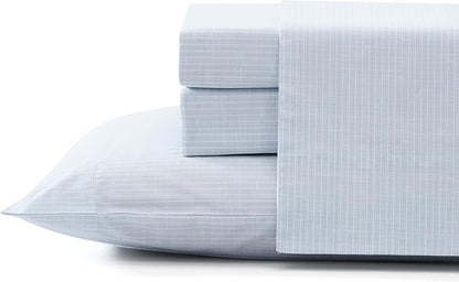 Tommy Bahama - King Sheets, Cotton Percale Bedding Set, Crisp & Cool, Stylish Bedding Set (Ala Moana Stripe Blue, King)