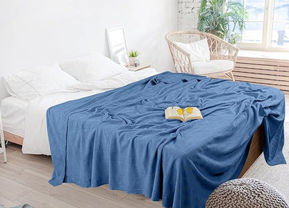Utopia Bedding Wedgewood 100% Cotton Blanket [King Size - 90x108 Inch] Lightweight, Soft and Breathable Thermal Blanket for All Seasons