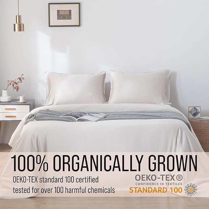 Bella Coterie Luxury Bamboo Viscose 34” Split Top King Size Sheet Set | 1 Fitted Sheet for Sleep Number & Adjustable Beds | 100% Organically Grown | Cooling & Soft | 18” Deep Pocket [Vanilla Cream]