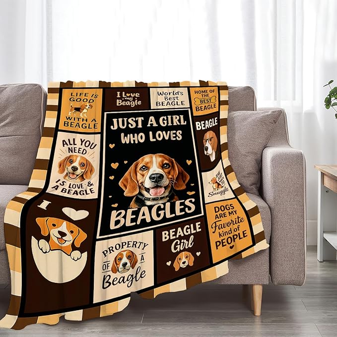 Beagle Blanket Super Soft Warm Fluffy Fleece Flannel Dog Animal Throw Blanket Cozy Fuzzy Plush Stuff Bedding Blankets Gifts for Women Kids Boys Girls Adults 50"X40"