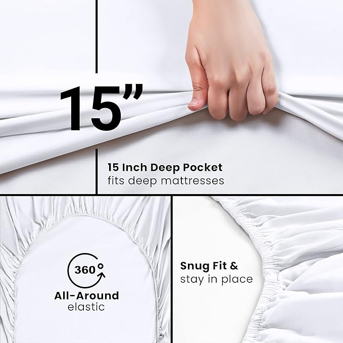 Utopia Bedding Fitted Sheet - Pack of 2 Bottom Sheets - Soft Brushed Microfiber - Deep Pockets, Shrinkage & Fade Resistant - Easy Care (Full, White)