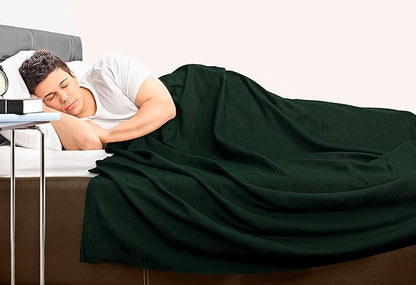Utopia Bedding Forest Green 100% Cotton Blanket [Queen Size - 90x90 Inch] Lightweight, Soft and Breathable Thermal Blanket for All Seasons