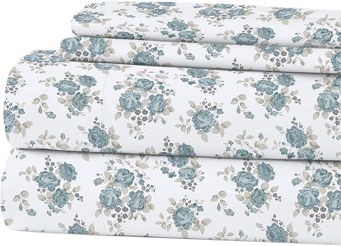 Modern Threads Printed 4-Piece Extra Soft Bedding Sheets & Pillowcase Set, Deep Pocket up to 16 inch Mattress Forever Roses Full