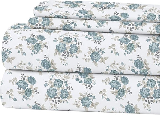 Modern Threads Printed 4-Piece Extra Soft Bedding Sheets & Pillowcase Set, Deep Pocket up to 16 inch Mattress Forever Roses Full