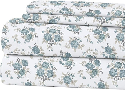 Modern Threads Printed 4-Piece Extra Soft Bedding Sheets & Pillowcase Set, Deep Pocket up to 16 inch Mattress Forever Roses King