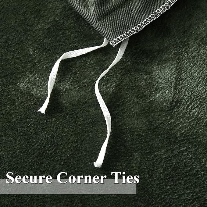 Ivellow Velvet Duvet Cover Queen Set Dark Green Comforter Cover 3Pcs Ultra Soft Cover Breathable Solid Luxury Flannel Velour Duvet Cover Zipper Closure Corner Tie