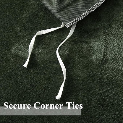 Ivellow Velvet Duvet Cover Queen Set Dark Green Comforter Cover 3Pcs Ultra Soft Cover Breathable Solid Luxury Flannel Velour Duvet Cover Zipper Closure Corner Tie
