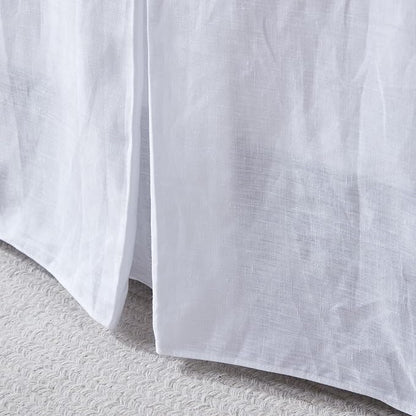 Simple&Opulence Premium Linen Bed Skirt Basic Style 18 inch Tailored Drop Dust Proof Easy Fit Breathable (18'' Basic-White, King)