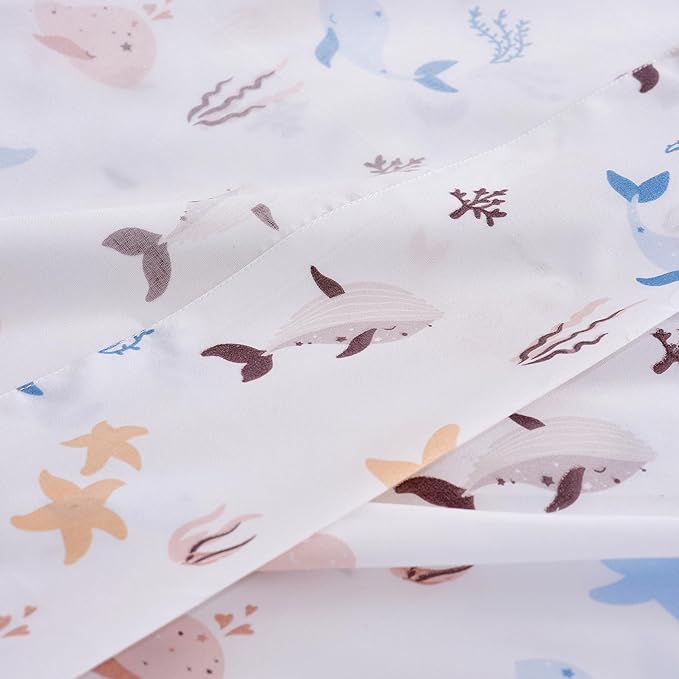 Underwater World Sea Animal Full Sheet Set for Kids - Fish, Whale, Cute and Cozy Bedding - Girls Boys Children - Deep Pocket, Wrinkle Free Soft Bed Sheets - 4PC