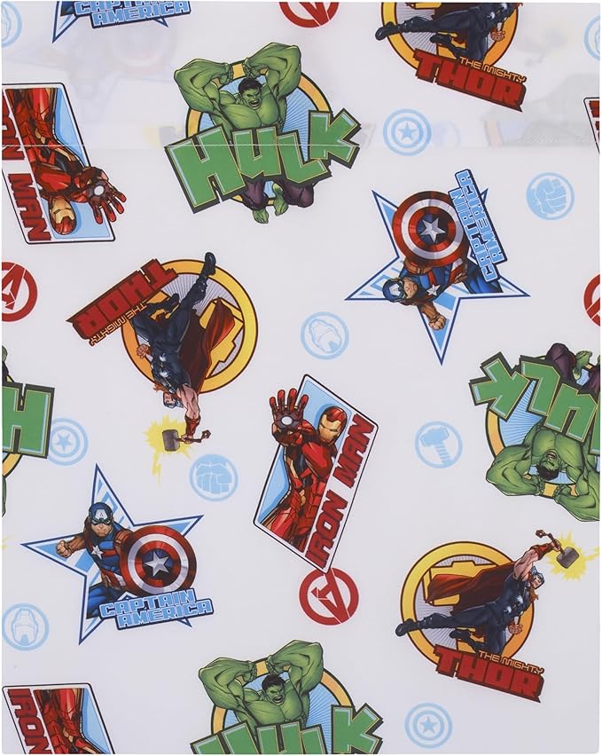 NoJo Marvel The Avengers I Am A Hero Blue, Green, Red, and Yellow 4 Piece Toddler Bed Set - Comforter, Fitted Bottom Sheet, Flat Top Sheet, and Reversible Pillowcase