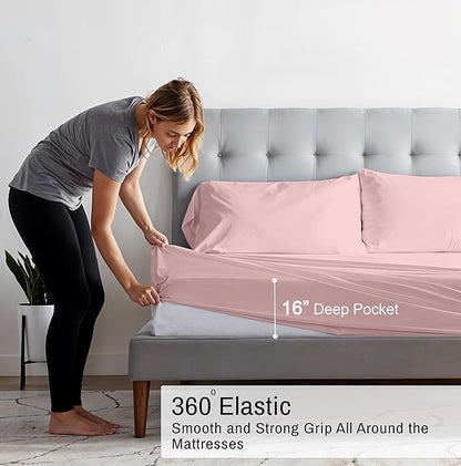 RUVANTI 100% Organic Cotton Sheets Twin XL, Percale Weave, GOTS Certified, 3-Piece Set, Deep Pocket 15", Crisp & Breathable, Soft Durable Bedding, Sábanas Algodón Orgánico – Peach Skin