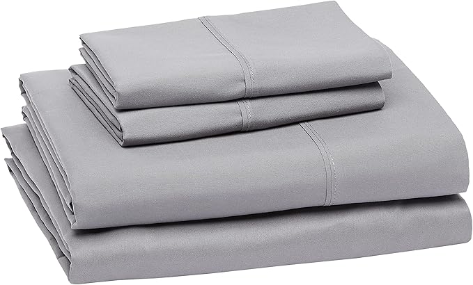 Basics Lightweight Super Soft, Wrinkle-Free, Breathable Luxury Microfiber 4 Piece Bed Sheet Set with 14-Inch Deep Pockets, Full, Dark Gray, Solid
