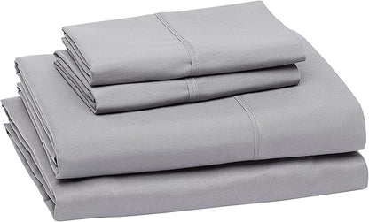 Basics Lightweight Super Soft, Wrinkle-Free, Breathable Luxury Microfiber 4 Piece Bed Sheet Set with 14-Inch Deep Pockets, Full, Dark Gray, Solid