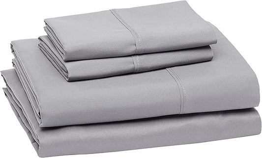 Basics Lightweight Super Soft, Wrinkle-Free, Breathable Luxury Microfiber 4 Piece Bed Sheet Set with 14-Inch Deep Pockets, Full, Dark Gray, Solid