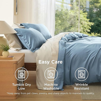 Bedsure Duvet Cover California King Size - Soft Double Brushed Bedding Set for Kids & Adults, Zipper Closure, 3 Pieces, Includes 1 Duvet Cover (104"x98") & 2 Pillow Shams, NO Comforter, Mineral Blue